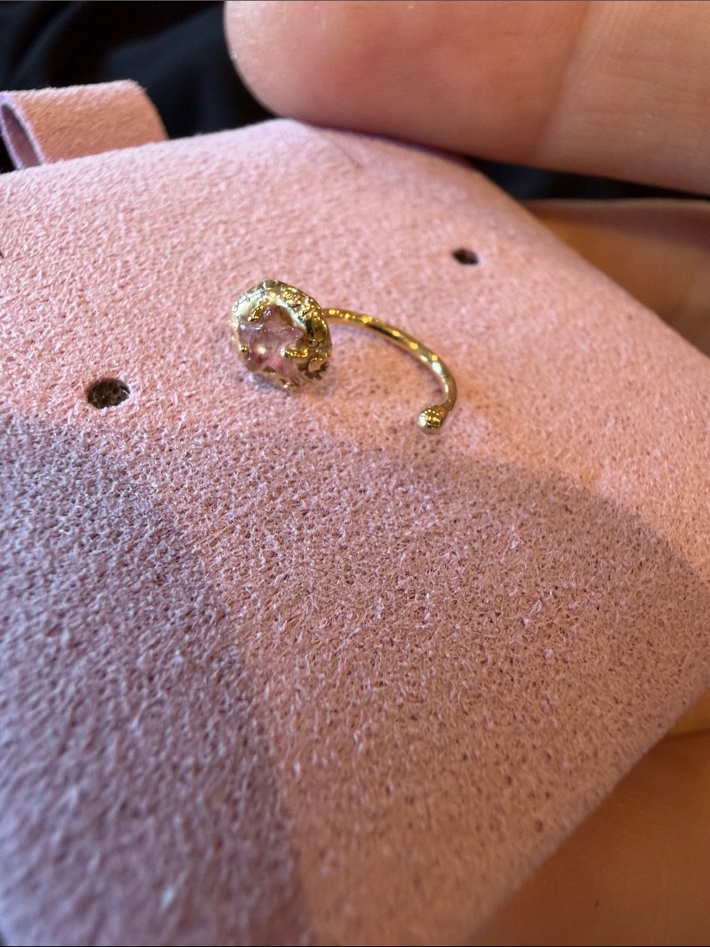 Gold-Plated Pink Crystal huggie earring